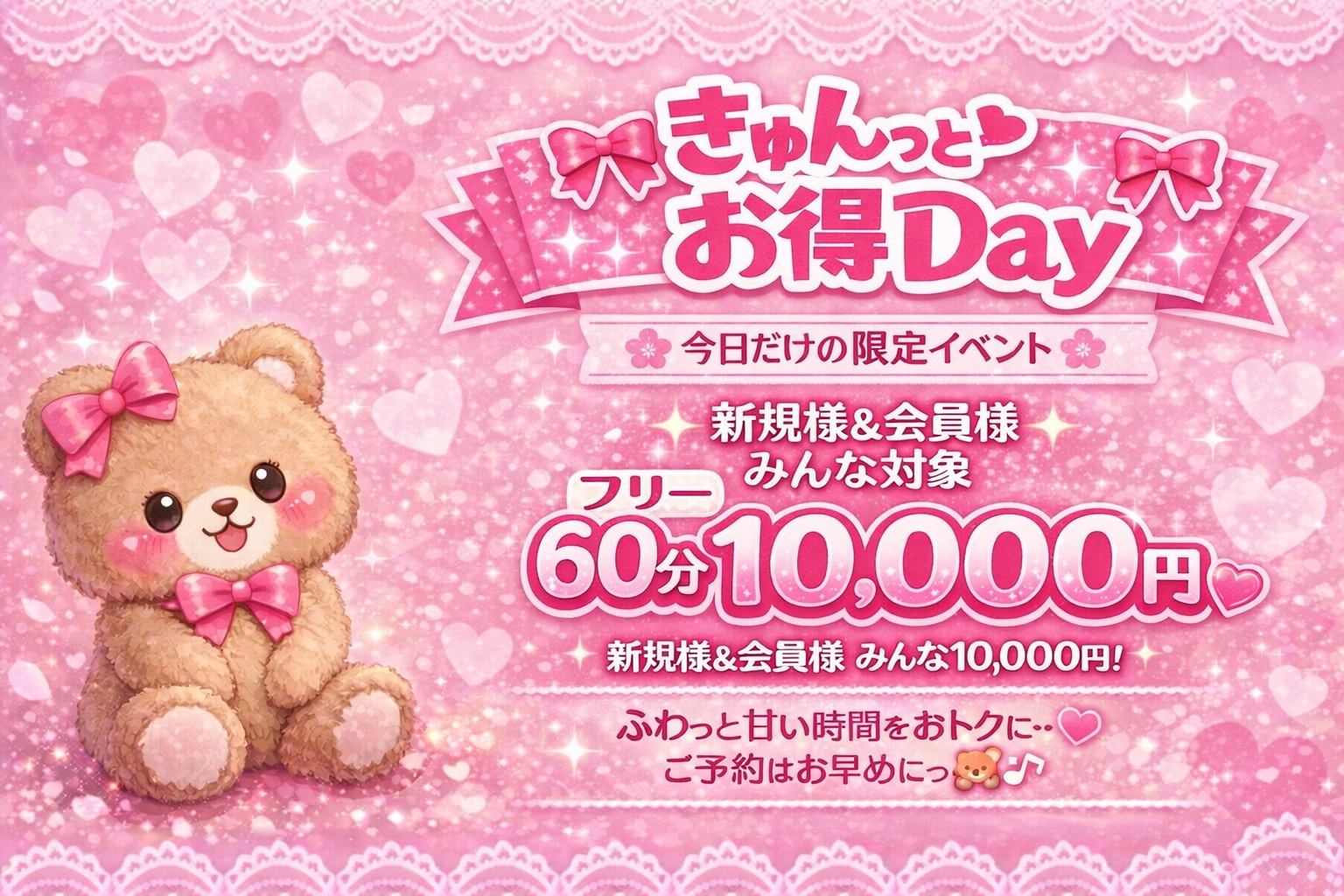 4/14(火)限定！【60分10,000円】きゅんっとお得Ｄay♥